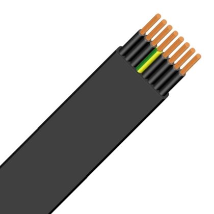 DIVERSE KABELS Flexibele platte liftkabel rubber zwart 12G1