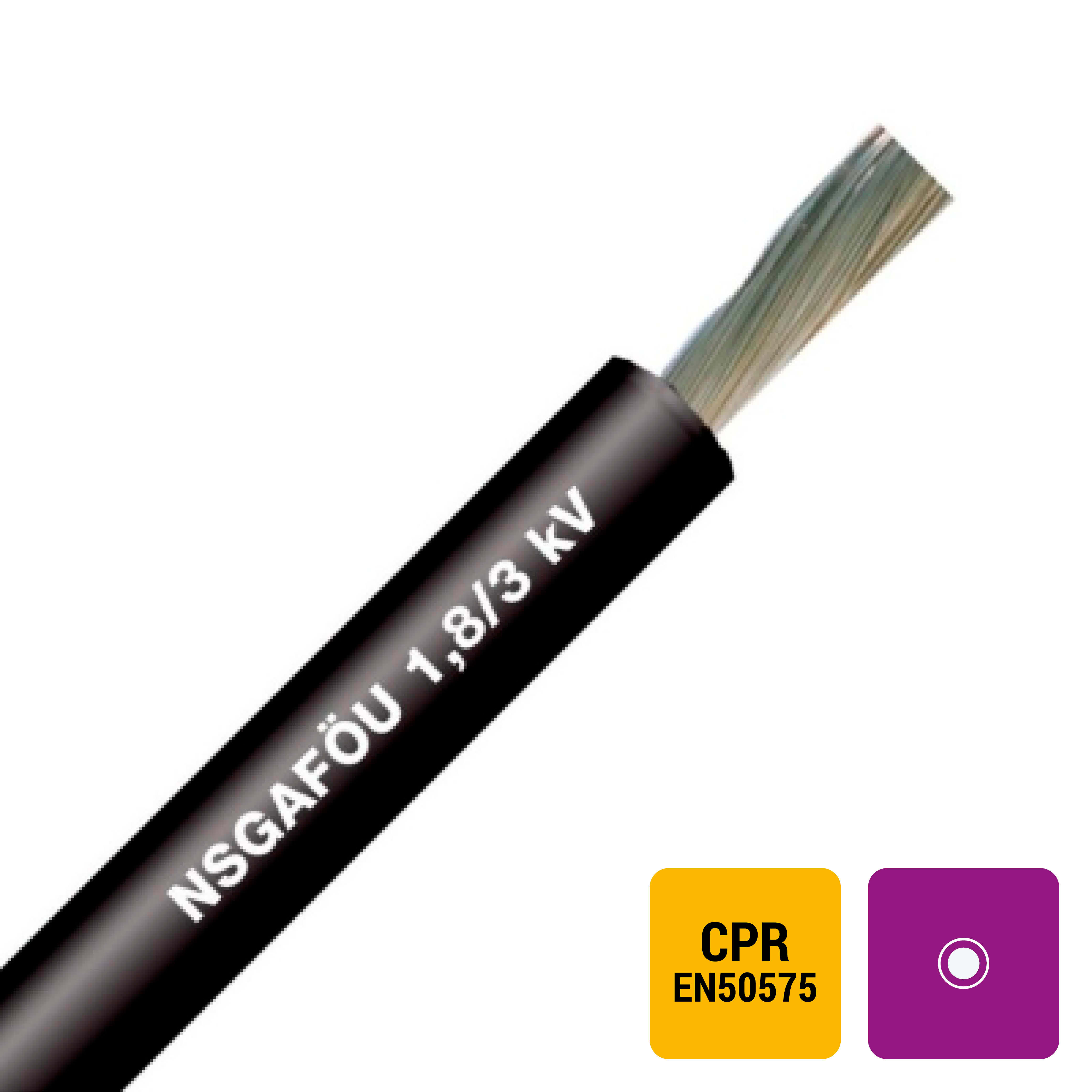 DIVERSE KABELS NSGAFOU ontstekingskabel EPR/rubber flexibel monogeleider zwart 3kV Eca 16mm² NSGAF0U16-3KV-ECA B 500