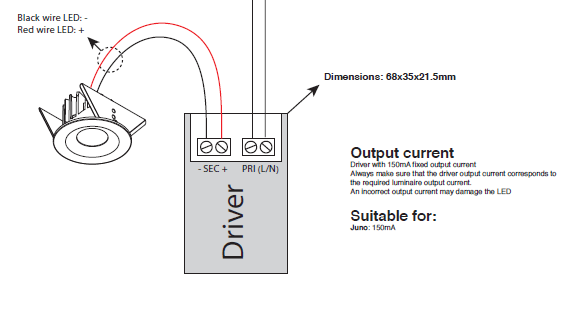 DOXIS Driver mono 150mA Non dimmable 68x35x21.5mm 494.24.06