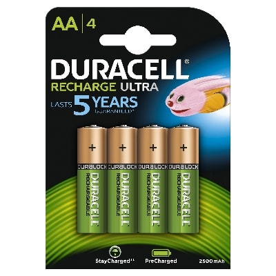 DURACELL Oplaadbare batterij Recharge Ultra - AA - 2500mAh - NiMH - blister 4 stuks 5000394057043