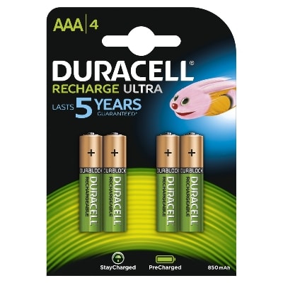 DURACELL Oplaadbare batterij Recharge Ultra - AAA - 850mAh - NiMH - blister 4 stuks 5000394203822