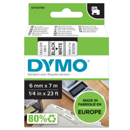 DYMO Tape D1  6mm zwart/wit DYM-S0720780