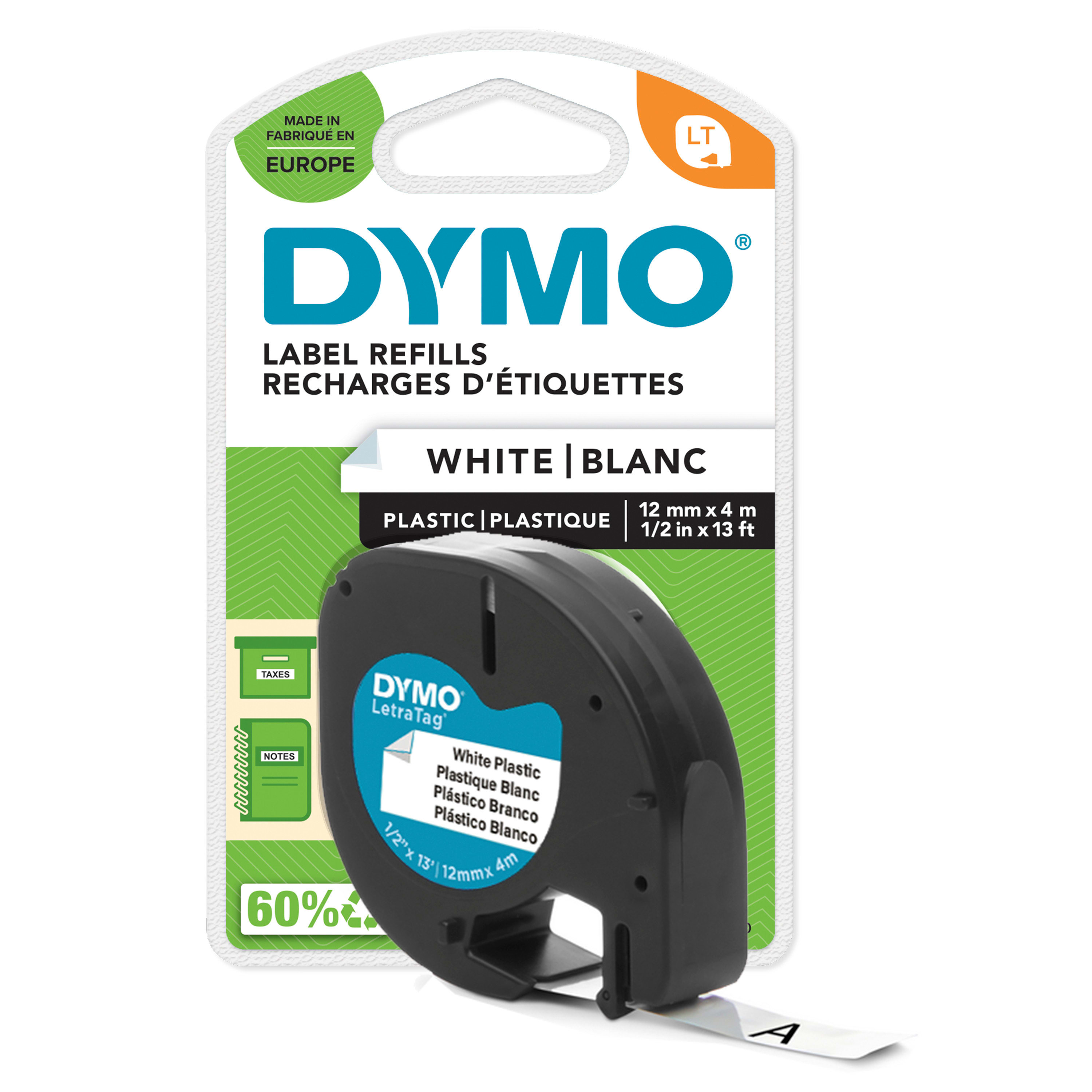 DYMO LETRATAG TAPE PLASTIC PARELWIT DYM-S0721660