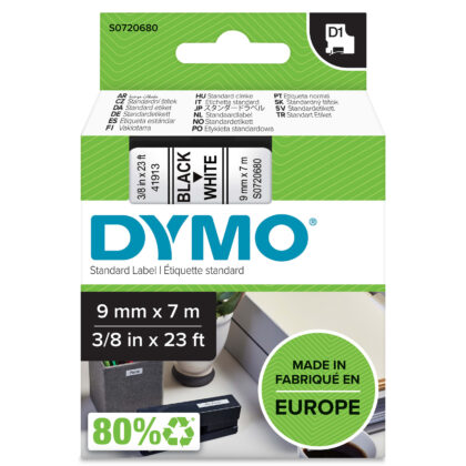 DYMO D1 - Standard Étiquettes - Noir sur blanc - 9mm x 7m S0720680