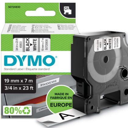DYMO Tape D1 19mm zwart/wit S0720830