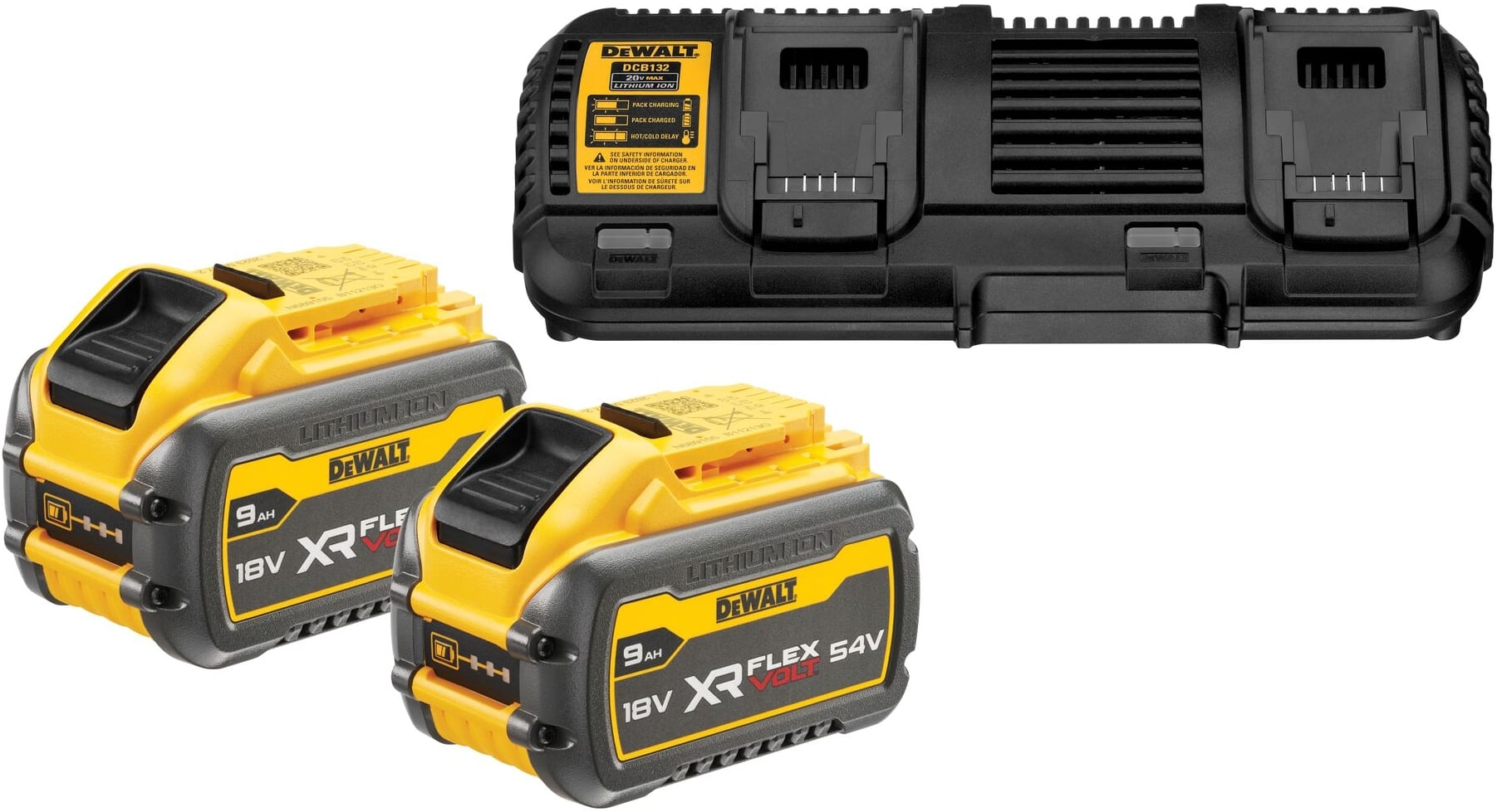 Dewalt 54V XR FLEXVOLT Accu starterpack (2x DCB547 + XR multivoltage duolader) DCB132X2-QW