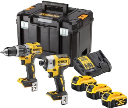 Dewalt 18V XR Voordeelset:Schroef/klopboormachine+slagschroevendraaier 3x5.0Ah in TSTAK DCK266P3T-QW