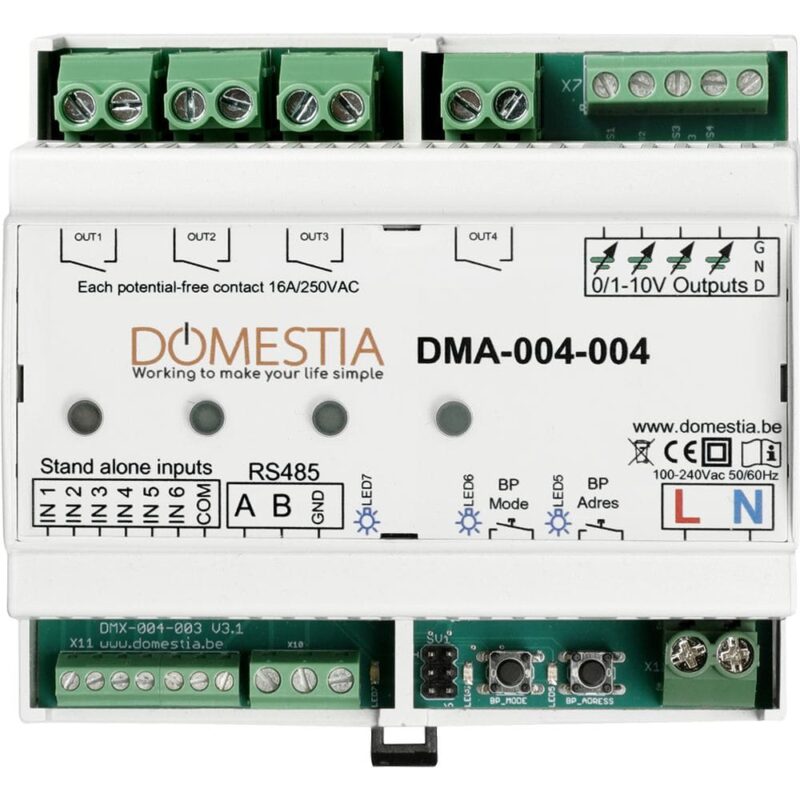 Domestia Uitbreidingsmodule 4 éénpolige 16A relais-uitgangen DMC-004-004