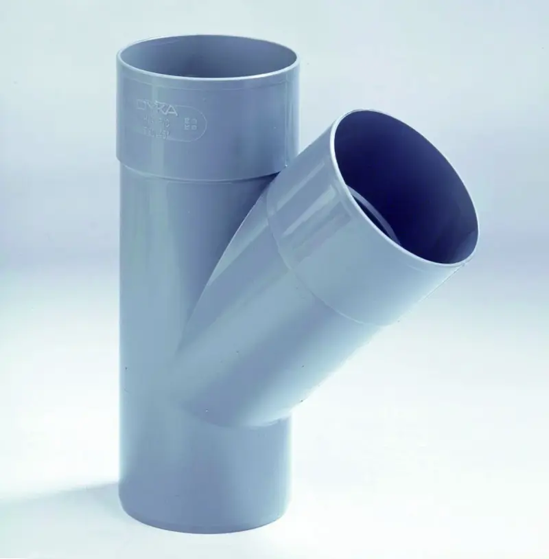 Dyka PVC lijm-T-stuk 45° 80mm FFM grijs regenwater (HWA) 20021725