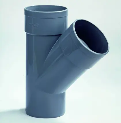 Dyka PVC lijm-T-stuk 45° 50mm FFM grijs BENOR-keur afvoer/sanitair 20022186