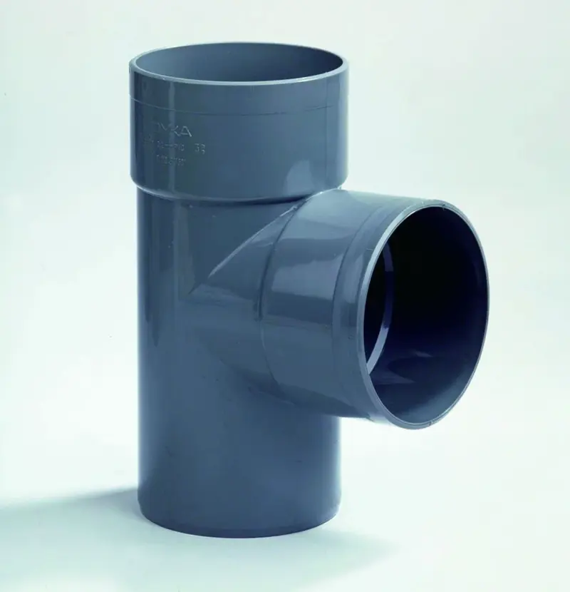 Dyka PVC lijm-T-stuk 90° 90mm FFM grijs BENOR-keur afvoer/sanitair 20022207