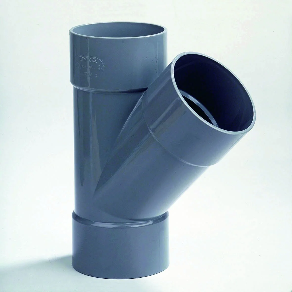 Dyka PVC lijm-T-stuk 45° 90mm FFF grijs BENOR-keur afvoer/sanitair 20022219