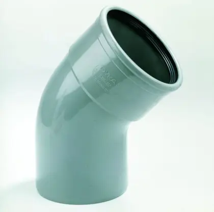 Dyka Polyvinylchlorid (PVC) manchetbocht 45° 110mm MF SN4/SN8 (SDR41/SDR34) grijs BENOR-keur riolering Dyka 20022872