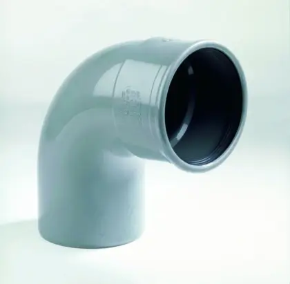 Dyka Polyvinylchlorid (PVC) manchetbocht 90° 125mm MF SN4 (SDR41) grijs BENOR-keur riolering Dyka 20022879