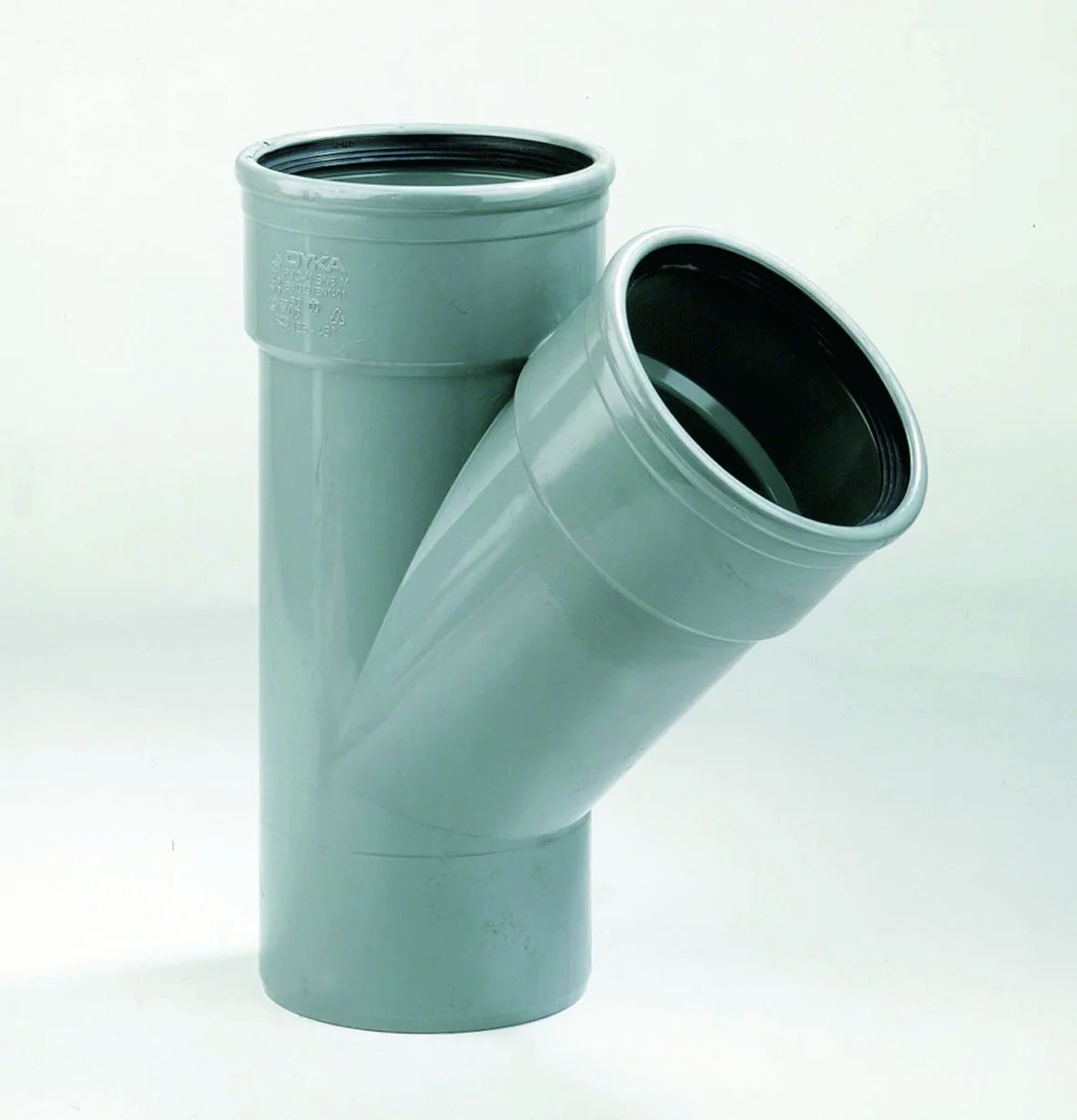 Dyka Polyvinylchlorid (PVC) manchet-T-stuk 45° 110mm SN4/SN8 (SDR41/SDR34) grijs BENOR-keur riolering Dyka 20022963