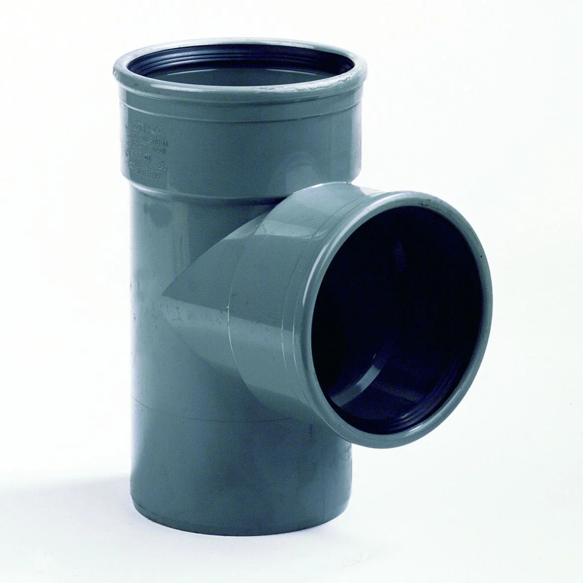 Dyka Polyvinylchlorid (PVC) manchet-T-stuk 90° 125mm SN4 (SDR41) grijs BENOR-keur riolering Dyka 20022968