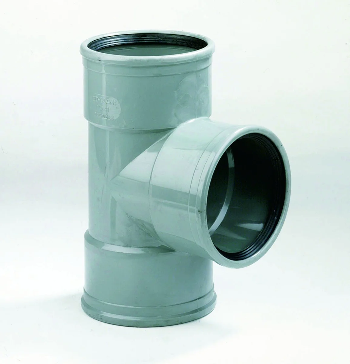 Dyka Polyvinylchlorid (PVC) manchet-T-stuk 90° 125mm SN4 (SDR41) grijs BENOR-keur riolering Dyka 20023091