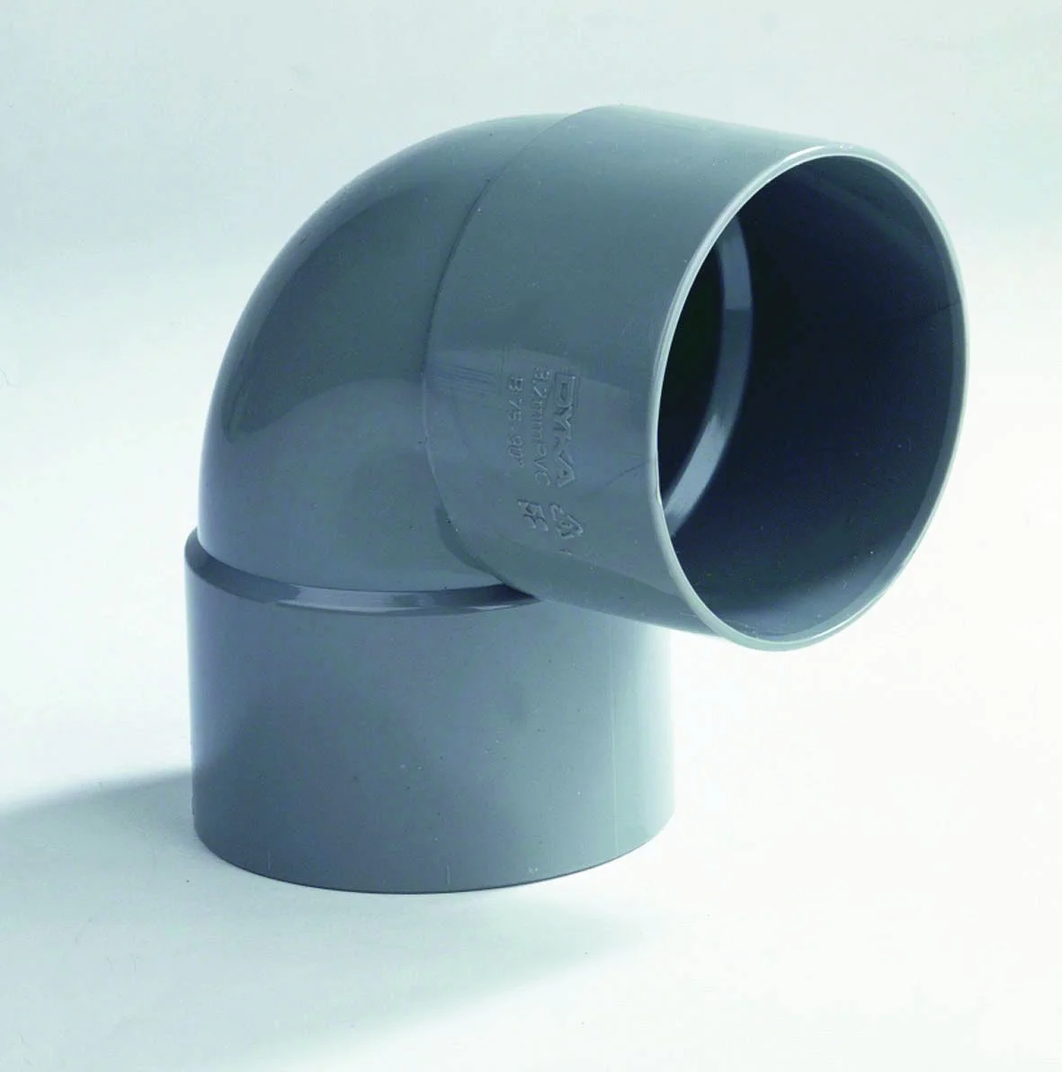 Dyka PVC lijmbocht 90° 90mm FF grijs afvoer/sanitair 20045632
