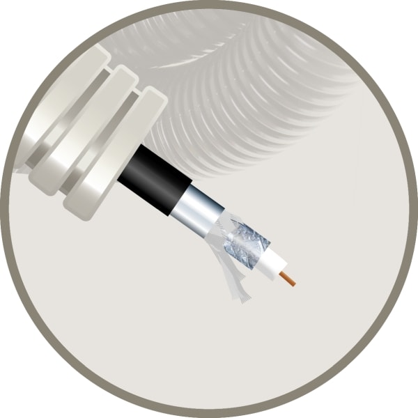 ELFLEX Elflex voorbedrade buis 20mm grijs + coax 75 Ohm Telenet PE zwart out 7mm