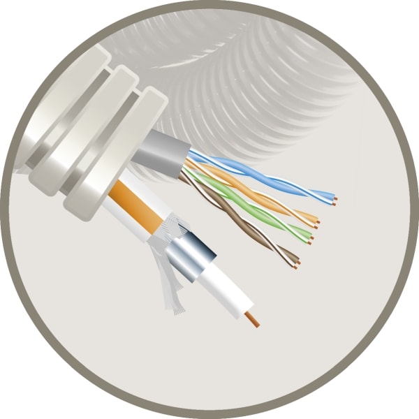 ELFLEX Elflex voorbedrade buis 20mm grijs + coax tri6 Telenet grijs + data U/UTP5E EFTRI6UTP5E