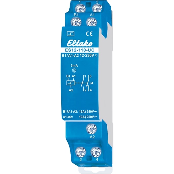 ELTAKO Modulaire electronische teleruptor 8-230V AC/DC 1NO/1NC 16A ES12-110-UC