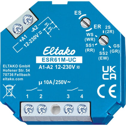 ELTAKO Impulsschakelaar 1+1 NO 10A 230V UC ESR61M-UC
