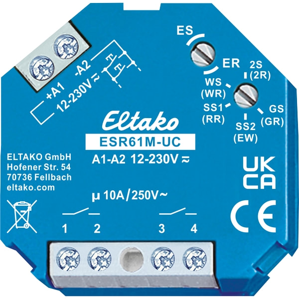 ELTAKO Impulsschakelaar 1+1 NO 10A 230V UC ESR61M-UC