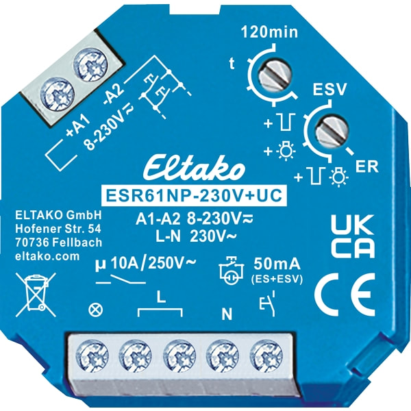 ELTAKO Impulsschakelaar 1 NO 10A 230V UC ESR61NP-230V+UC