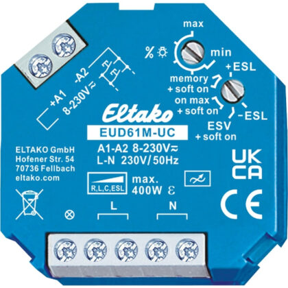 ELTAKO Universele inbouw impuls dimmer multifunctioneel EUD61M +8..230VUC EUD61M-UC