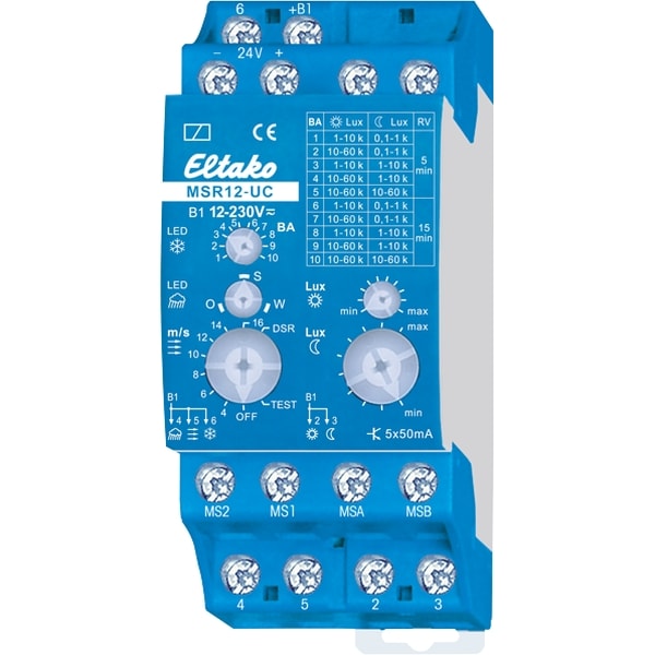 ELTAKO Multisensor relais waarmee men de drempel van instellen van te veel licht MSR12-UC