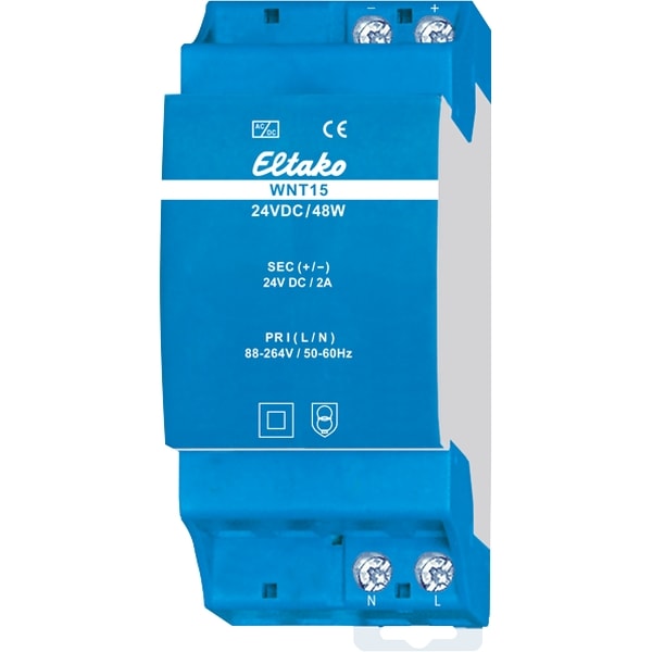 ELTAKO Modulaire voeding DIN-rail. 88..264V/24VDC 48W WNT15-24VDC/48W