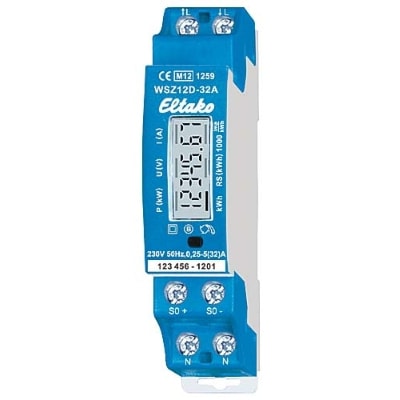 ELTAKO Electronische LCD energiemeter tot 32A mono geijkt MID WSZ15D-32A