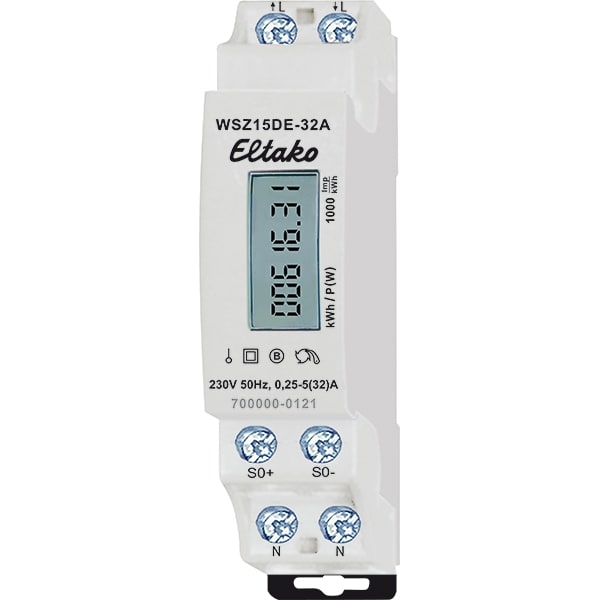 ELTAKO Electronische LCD energiemeter tot 32A mono niet geijkt WSZ15DE-32A