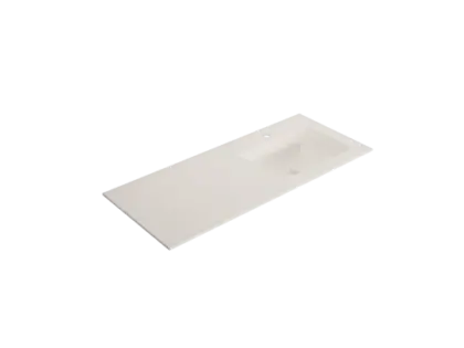Solid 2.0 wastafelblad in solid surface met 1 waskom rechts 1200 x 500 x 9 mm - 1 kraangat EV.9.SS.1200.1R.1KG.SLS