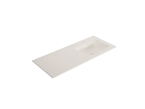 Solid 2.0 wastafelblad in solid surface met 1 waskom rechts 1200 x 500 x 9 mm - 1 kraangat EV.9.SS.1200.1R.1KG.SLS