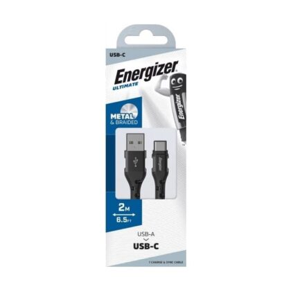 Energizer Kabel USB-A naar USB-C nylon gevlochten 2m zwart C520CKBK