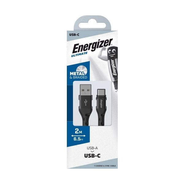 Energizer Kabel USB-A naar USB-C nylon gevlochten 2m zwart C520CKBK