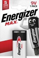 Energizer Batterij alkaline Max - 9V - 6LR61 - blister 1 stuk MAX9VBL1