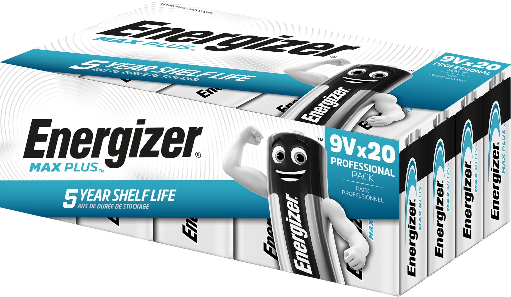 Energizer Batterij alkaline Max Plus - 9V - 6LR61 - doos 20 stuks MAXP9VBP20