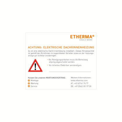 Etherma Waarschuwingssticker LET OP! Elektrische verwarming 25786