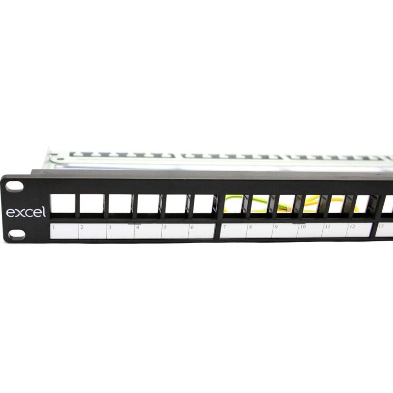 Excel Networking Solutions Excel Unloaded 24 Port Keystone Patch Panel Frame 1U Black 100-095