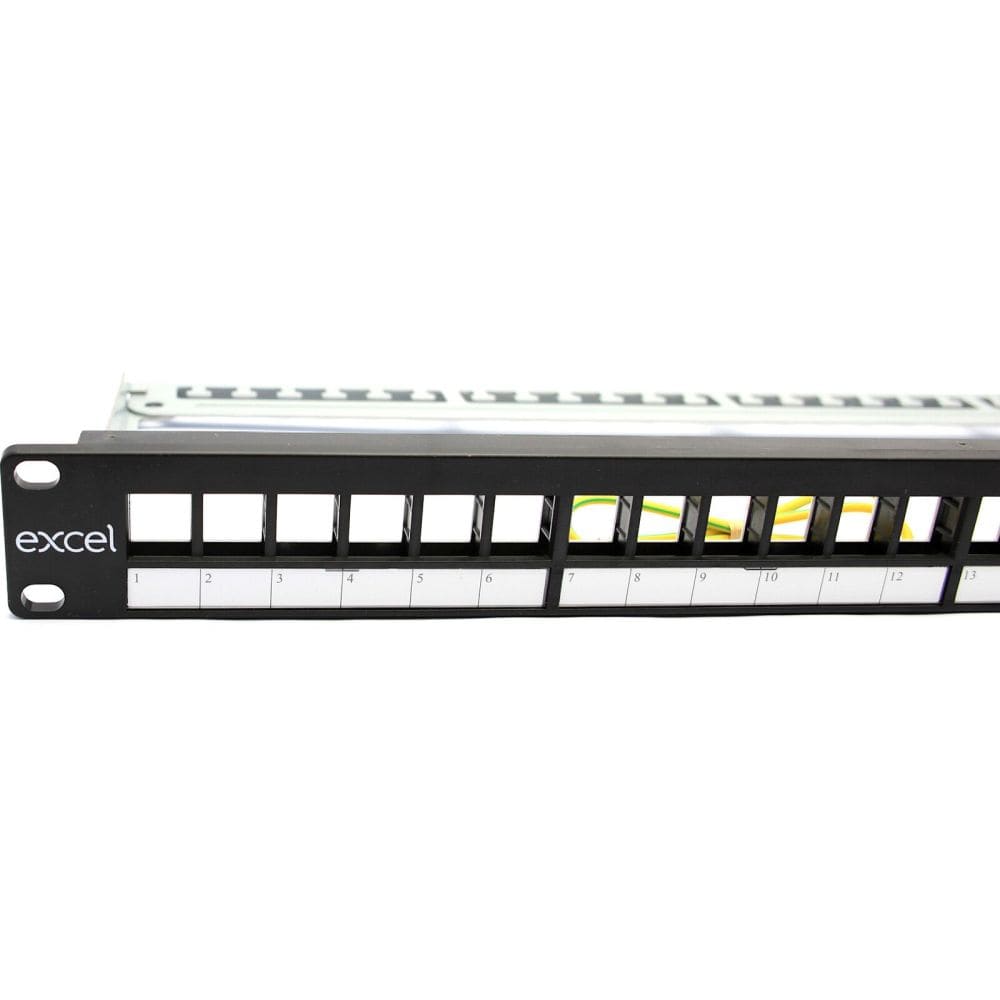 Excel Networking Solutions Excel Unloaded 24 Port Keystone Patch Panel Frame 1U Black 100-095