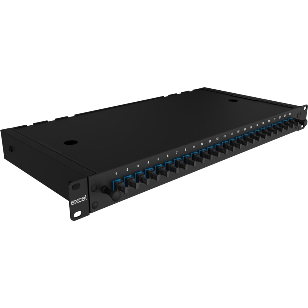 Excel Networking Solutions 24 Way OS2 Fibre Panel -24 LC DX 48 Fibre + Pig Tail & Cassette - Blue 201-620-PL