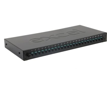 Excel Networking Solutions 24 Way OM3 Fibre Panel - 24 LC DX 48 Fibre+ Pig Tail & Cassette - Aqua 201-622
