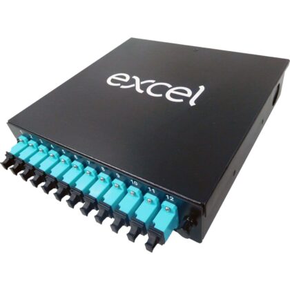 Excel Networking Solutions Enbeam 12 LC Duplex (24 Fibres) Multi Mode DIN Rail Box - Aqua 208-219
