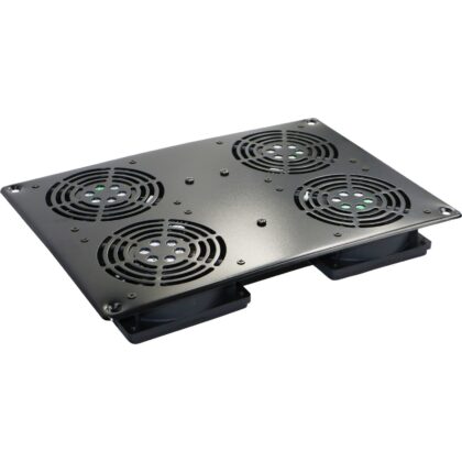 Excel Networking Solutions Environ 4 Way Roof Fan Tray - Black 542-044-BK-SCHUKO