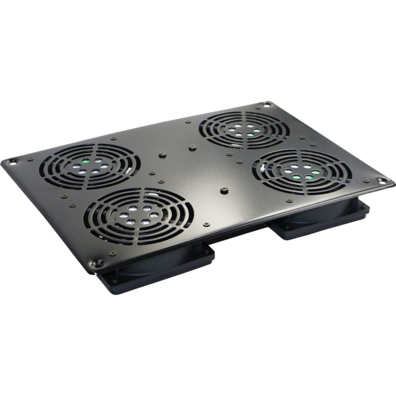 Excel Networking Solutions Environ 4 Way Roof Fan Tray - Black 542-044-BK-SCHUKO