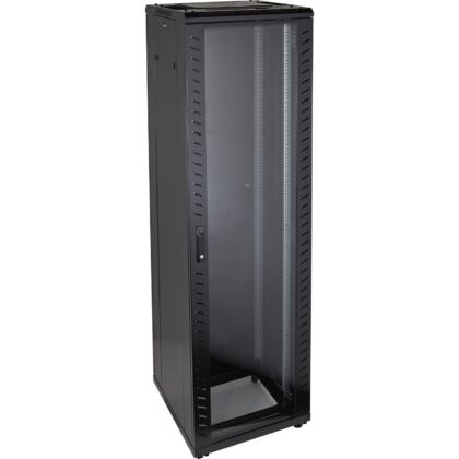 Excel Networking Solutions Environ CR600 24U Rack 600x600mm Glass (F) Steel (R) B/Panels No/Mgmt Black 542-2466-GSBN-BK