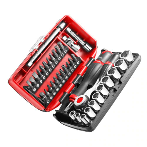 FACOM NANO ULTRA COMPACTE DOPPENSET 1/4'' MET RATEL R.360 - 6 KANT R.360NANOPB