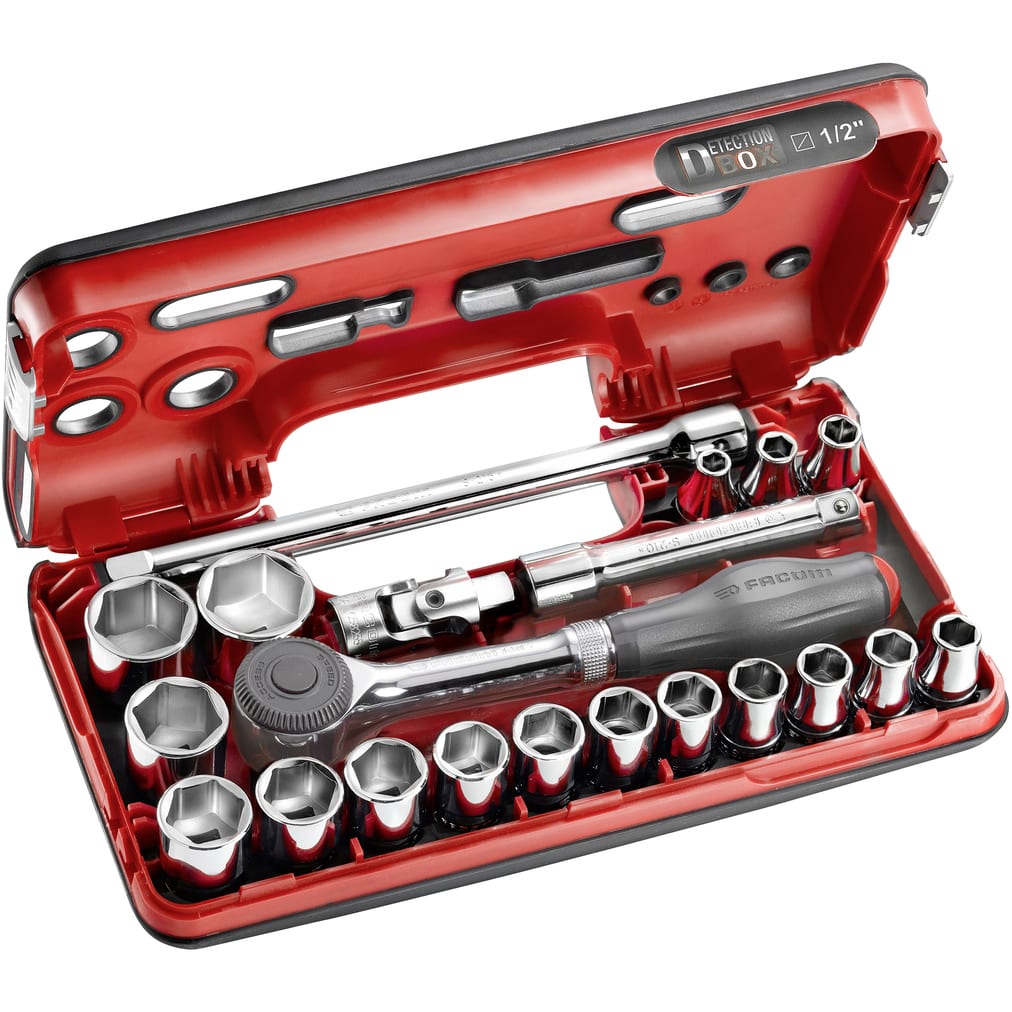 FACOM 21-DELIGE COMPACTE DOOS 1/2'' 6-KANT MET RATEL MET DRAAIEND HEFT S.360DBOX1